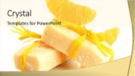  Presentation with natural soap - Theme featuring handmade soap and orange isolated background and a yellow colored foreground