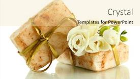  Presentation with natural soap - Cool new presentation theme with natural handmade soap isolated on white backdrop and a blonde colored foreground