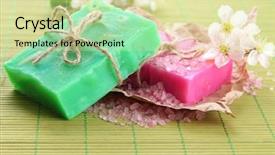  Presentation with natural soap - Beautiful PPT layouts featuring natural handmade soap on bamboo mat backdrop and a soft green colored foreground