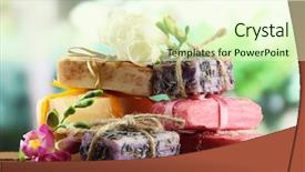  Presentation with natural soap - Audience pleasing PPT layouts consisting of natural handmade soap on wooden backdrop and a soft green colored foreground
