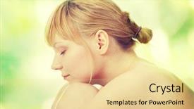  Presentation with abstract green - PPT layouts consisting of natural health resort - attractive young nude woman getting background and a blonde colored foreground