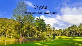 Presentation with golf - Presentation theme enhanced with natural health resort - golf field at island praslin background and a light blue colored foreground