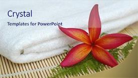  Presentation with plumeria - Cool new PPT layouts with natural health resort - plumeria and white towel backdrop and a sky blue colored foreground