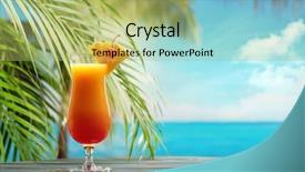  Presentation with orange biscuit - Slide deck featuring natural health resort - refreshing orange cocktail on beach background and a yellow colored foreground