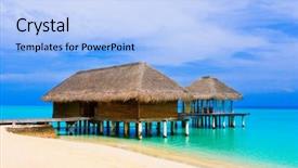  Presentation with spa salon - Audience pleasing slides consisting of natural health resort - spa salon on beach backdrop and a light blue colored foreground