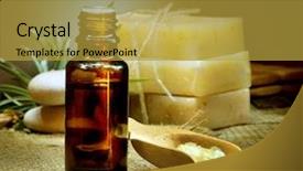  Presentation with natural spa resort - Amazing PPT theme having natural health resort - spa treatment aromatherapy essential oil backdrop and a gold colored foreground