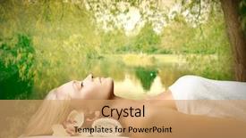  Presentation with treatment - PPT theme with natural health resort - woman relaxing during a beauty background and a coral colored foreground
