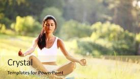  Presentation with grass texture on green - PPT theme enhanced with natural health resort - yoga woman on green grass background and a blonde colored foreground