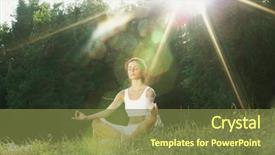  Presentation with mother doing yoga kids - Colorful slide deck enhanced with natural health resort - young woman doing yoga exercise backdrop and a tawny brown colored foreground