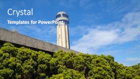  Presentation with lighthouse - Colorful presentation theme enhanced with natural-heather-forest-and-old backdrop and a teal colored foreground