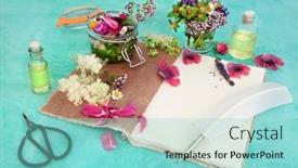  Presentation with aromatherapy oil - Cool new theme with natural-herbal-medicine-for-alternative backdrop and a seafoam green colored foreground