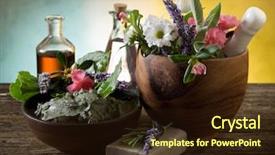  Presentation with herbal cosmetics - Beautiful PPT theme featuring natural herbal products-spa cosmetics backdrop and a wine colored foreground