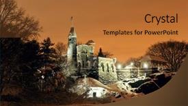  Presentation with park night city - PPT layouts having natural history - central park belvedere castle background and a red colored foreground