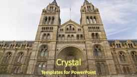  Presentation with science museum - Colorful PPT theme enhanced with natural history museum at london backdrop and a tawny brown colored foreground