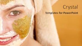  Presentation with masks - Colorful PPT layouts enhanced with natural homemade clay facial masks at home backdrop and a coral colored foreground