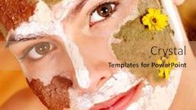  Presentation with masks - Slide set consisting of natural homemade clay facial masks at home background and a coral colored foreground