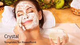  Presentation with face mask - PPT layouts consisting of natural homemade facial masks background and a coral colored foreground