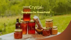  Presentation with natural products - PPT theme featuring natural-honey-products-photographed background and a tawny brown colored foreground