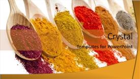  Presentation with powder - Amazing PPT layouts having natural ingredients - assortment of powder spices backdrop and a gold colored foreground