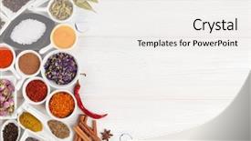  Presentation with spices - Slide deck with natural ingredients - various spices on white wooden background and a white colored foreground
