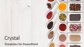  Presentation with spices - Slide deck consisting of natural ingredients - various spices on white wooden background and a sky blue colored foreground