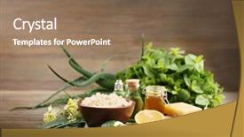  Presentation with skin care natural - Theme with natural ingredients for skin care background and a violet colored foreground