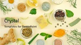  Presentation with natural - Colorful presentation design enhanced with natural ingredients for skin care backdrop and a blonde colored foreground