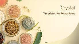  Presentation with skin care natural - Presentation with natural ingredients in glass bowls for skin care on light background background and a cream colored foreground