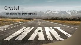  Presentation with asphalt - Amazing slide set having natural landscape and asphalt road with drawn want road backdrop and a light gray colored foreground