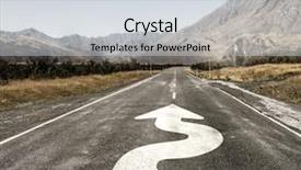  Presentation with asphalt - Amazing slide set having natural landscape of asphalt road and drawn twisting arrow backdrop and a light gray colored foreground