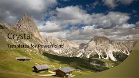  Presentation with landscape - Presentation theme featuring natural-landscape-of-seceda-val and a coral colored foreground