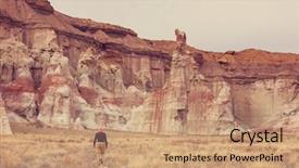  Presentation with couples hiking the mountains - Amazing PPT theme having natural landscapes fantastic forms sandstone backdrop and a coral colored foreground