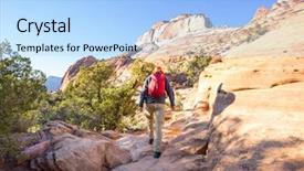  Presentation with couples hiking the mountains - Theme enhanced with natural landscapes fantastic forms sandstone background and a light blue colored foreground