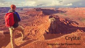  Presentation with couples hiking the mountains - PPT theme enhanced with natural landscapes fantastic forms sandstone background and a red colored foreground