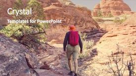  Presentation with couples hiking the mountains - Presentation design consisting of natural landscapes fantastic forms sandstone background and a coral colored foreground