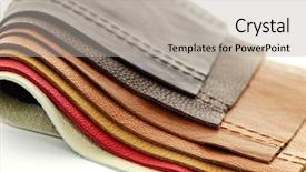  Presentation with sample - Colorful slide deck enhanced with natural leather upholstery samples backdrop and a light gray colored foreground