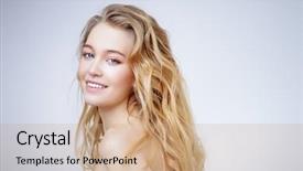  Presentation with cosmetics natural - Cool new PPT theme with natural make-up beauty haircare backdrop and a coral colored foreground