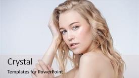  Presentation with cosmetics natural - PPT theme featuring natural make-up beauty haircare background and a soft green colored foreground