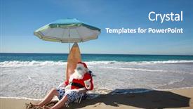  Presentation with under umbrella - Colorful PPT layouts enhanced with natural medicina - santa claus relaxes on his backdrop and a teal colored foreground