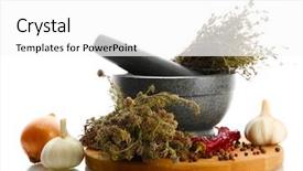  Presentation with mortar - Slide deck enhanced with natural medicine - dried herbs in mortar background and a white colored foreground