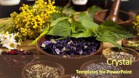  Presentation with mortar - Colorful theme enhanced with natural medicine herbs mortar backdrop and a  colored foreground
