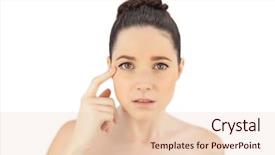  Presentation with feet - Amazing PPT layouts having natural model showing crows feet backdrop and a  colored foreground