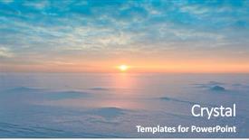  Presentation with ice - Audience pleasing PPT theme consisting of natural morning - night is coming ice desert backdrop and a gray colored foreground