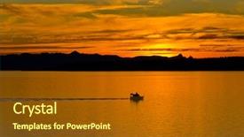  Presentation with seattle - Audience pleasing PPT theme consisting of natural morning - pacific ocean at sunset backdrop and a tawny brown colored foreground