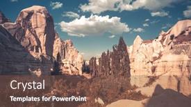  Presentation with cappadocia - Colorful PPT layouts enhanced with natural-mountains-under-sunlight backdrop and a tawny brown colored foreground