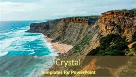  Presentation with rocky shore - PPT layouts with natural-oceanscape-with-ocean-rocky background and a tawny brown colored foreground