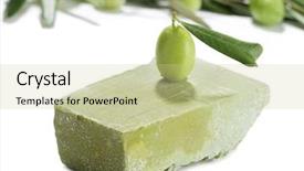  Presentation with natural soap - PPT theme having natural olive oil soap background and a soft green colored foreground