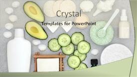  Presentation with beauty products - Beautiful PPT layouts featuring natural-organic-avocado-cucumber-beauty backdrop and a soft green colored foreground