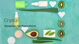  Presentation with skin care natural - PPT theme with natural-organic-nourishing-vegan-beauty background and a seafoam green colored foreground
