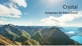  Presentation with canadian - Beautiful theme featuring picturesque canadian mountains in summer backdrop and a light blue colored foreground